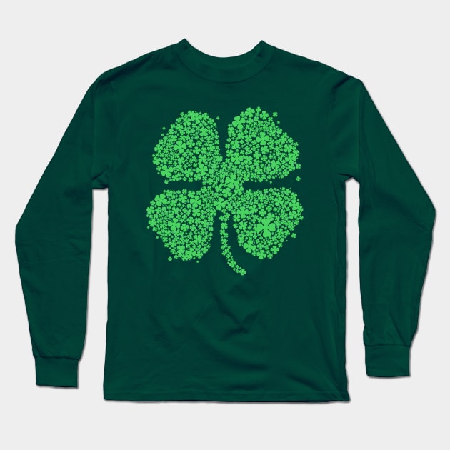 Four Leaf Clover Green Shirt St Patricks Day Shamrock Shirt II Long Sleeve T-Shirt by vo_maria